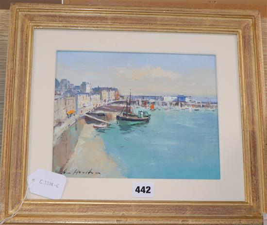 Ian Houston (1934-) oil on board, The Sunlit Harbour, Douarnenez, signed, 20 x 24cm